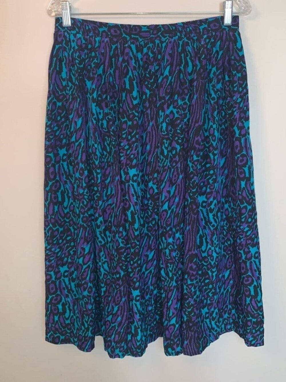 Vintage Snazzie Solo Purple Blue Animal Print Midi Skirt